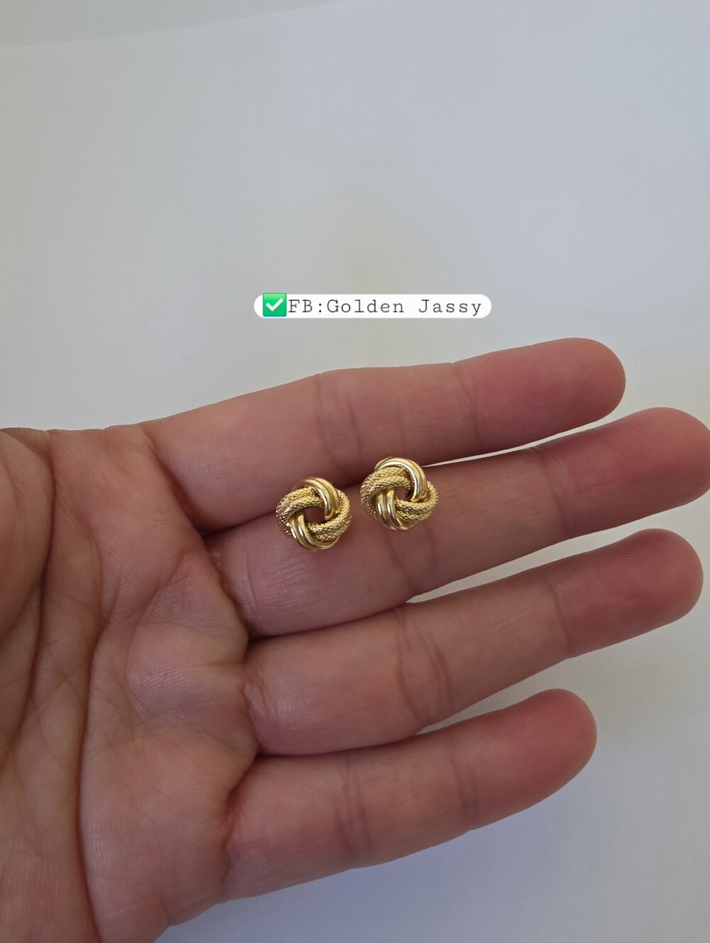 18K Real Gold Knot Stud Earring